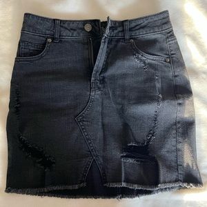 Black distress mini jean skirt from Target, Size S